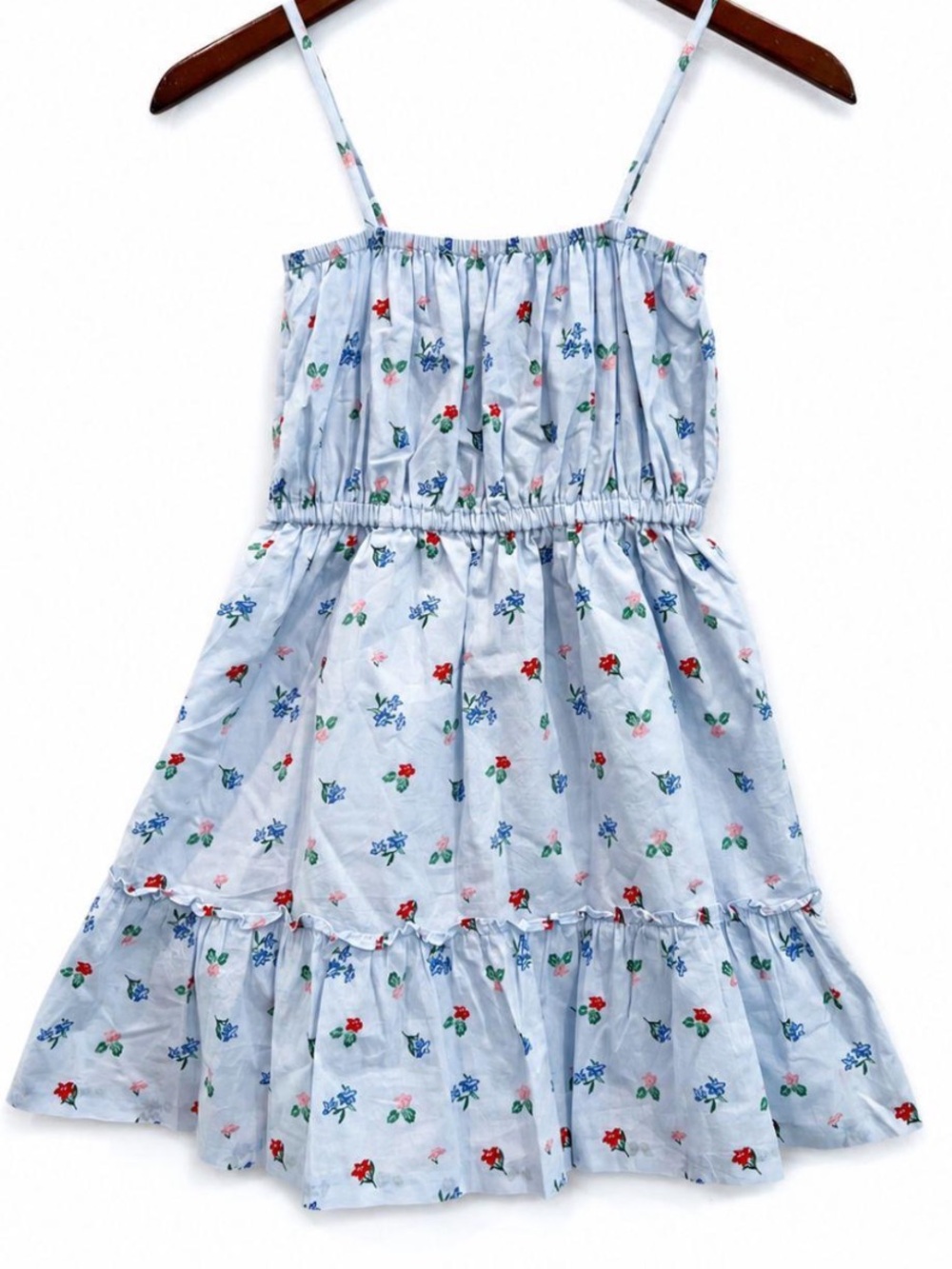 Janie And Jack Girls Size 12 Blue Floral Cotton Sundress Summer Dress Cottage